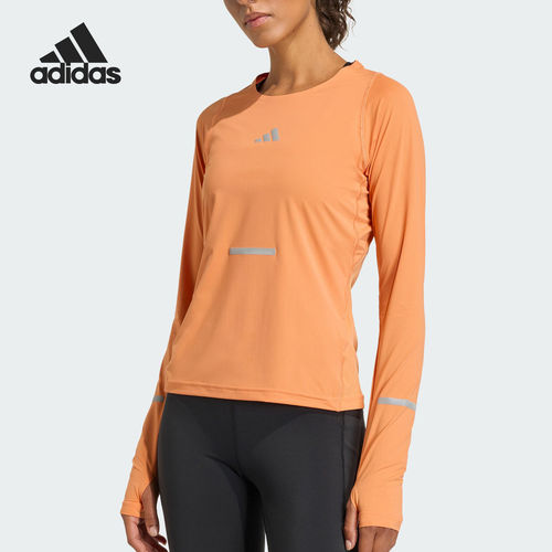 Adidas/阿迪达斯官方正品春秋女士跑步运动修身圆领长袖T恤JY9753