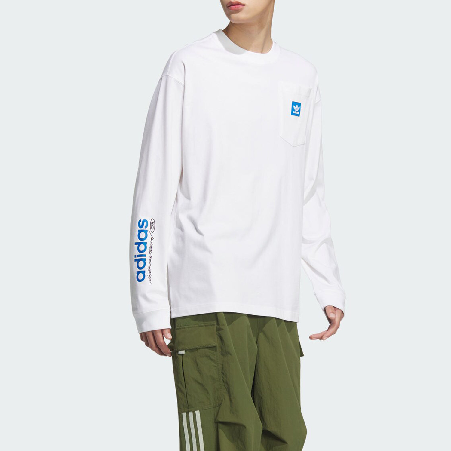 Adidas/阿迪达斯官方正品三叶草男士运动透气圆领休闲长袖JC6833
