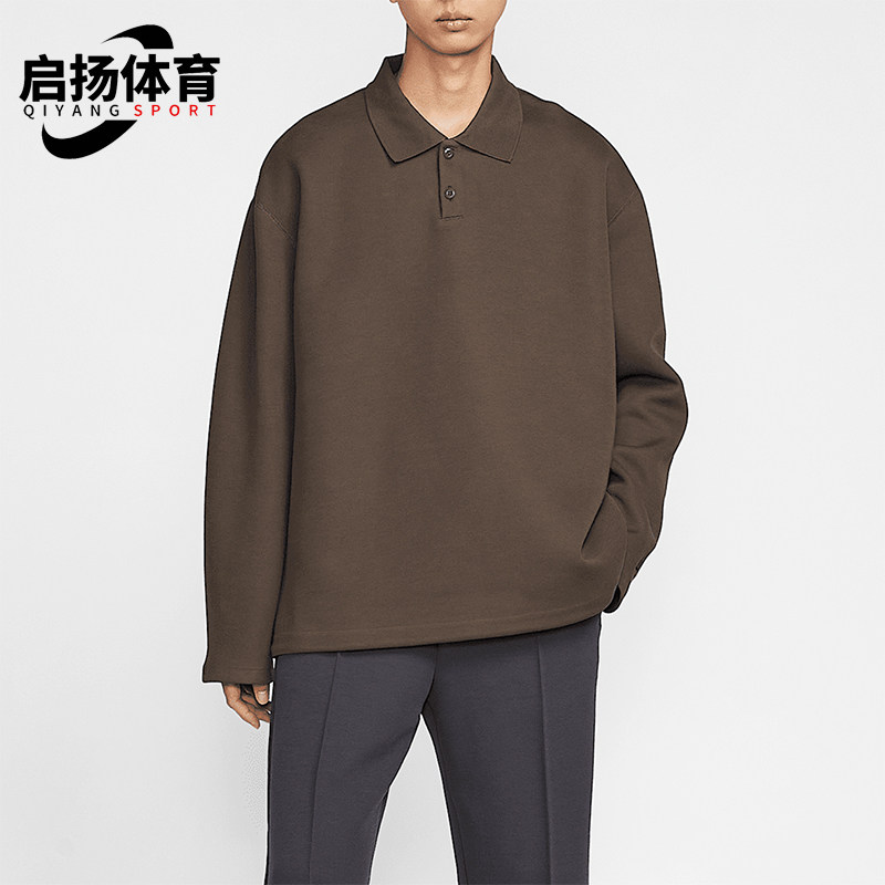 耐克男士复古休闲翻领针织卫衣