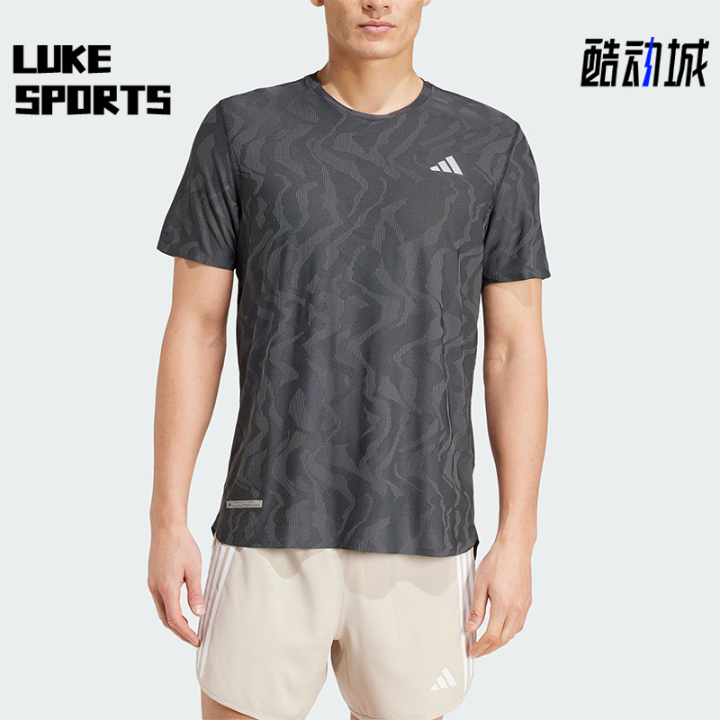 阿迪达斯男士跑步训练运动短袖