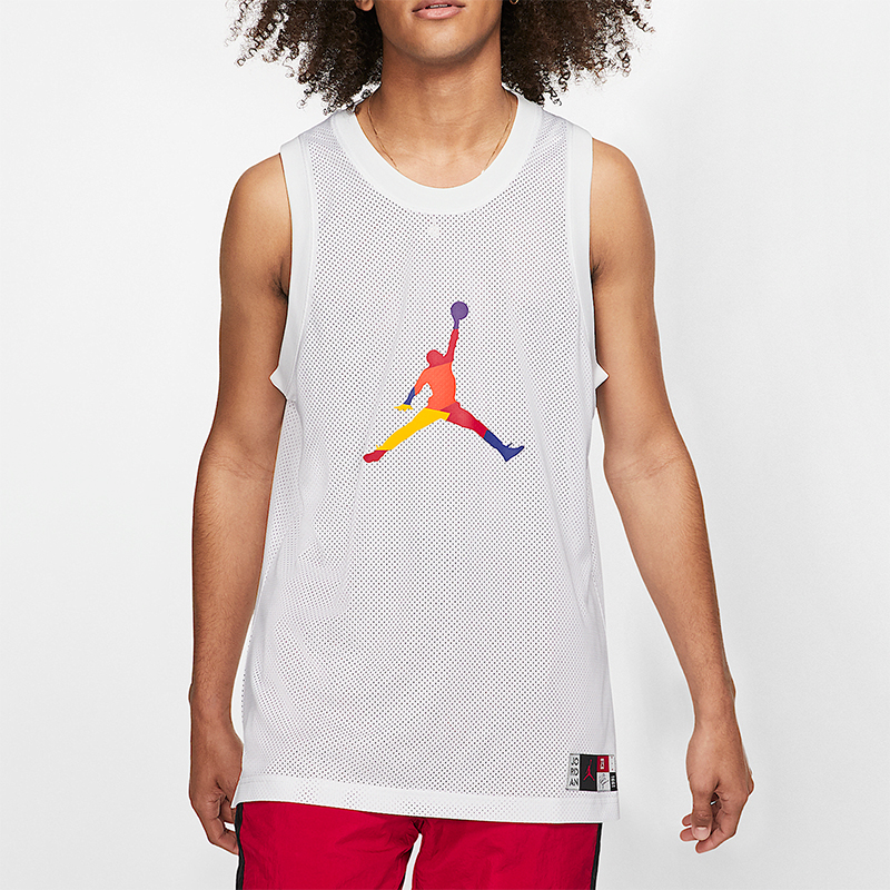 Nike/耐克正品JORDAN男士透气网眼篮球运动球衣AV0047-100