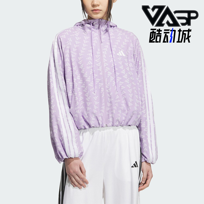 Adidas/阿迪达斯正品S WV JKT女士休闲短款花苞满印外套KB7761