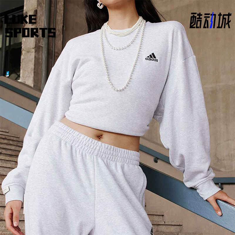 阿迪达斯男女加厚圆领套头衫