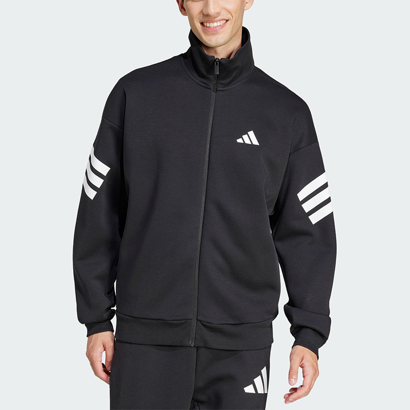 Adidas/阿迪达斯正品春季新款三条纹针织宽松立领外套JD4885