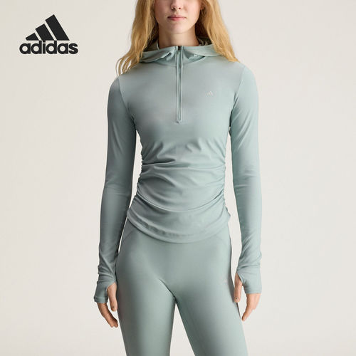 Adidas/阿迪达斯官方正品新款女士半拉链运动修身长袖T恤KF4036