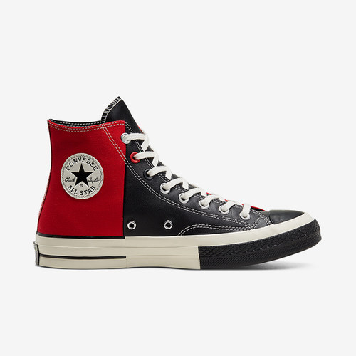 Converse匡威 1970S高帮红色帆布黑色皮质拼接男女休闲鞋168624C