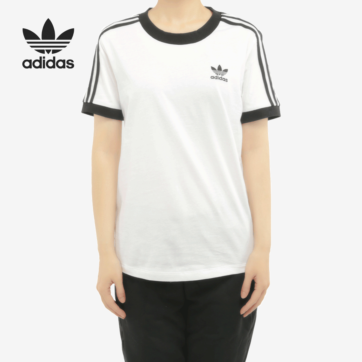 Adidas/阿迪达斯正品三叶草3 STR TEE 女子运动短袖T恤 ED7483
