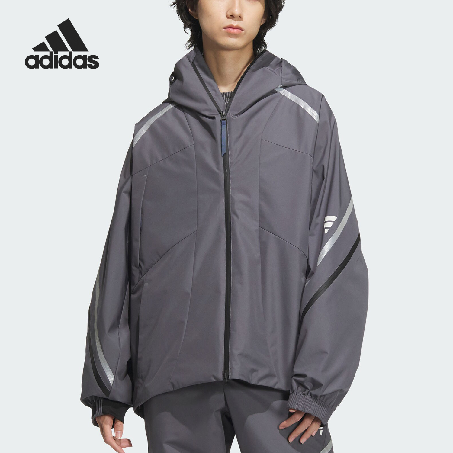 阿迪达斯男士宽松反光运动外套