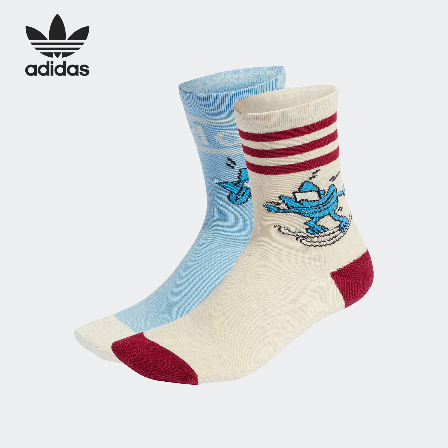 Adidas/阿迪达斯官方正品三叶草男女经典运动短筒袜两双装IB5208