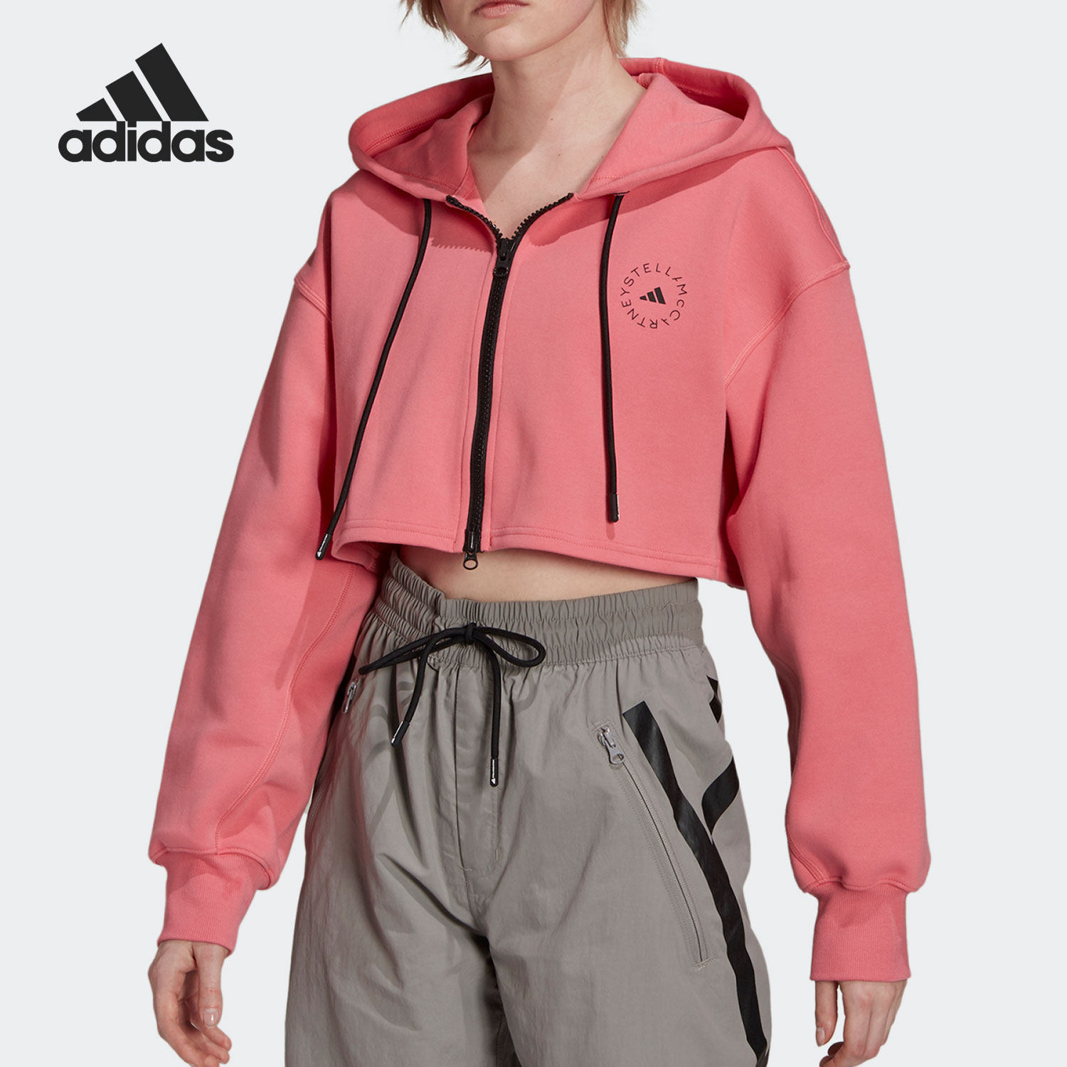 Adidas/阿迪达斯官方正品女子连帽宽松休闲透气运动外套 GU4347