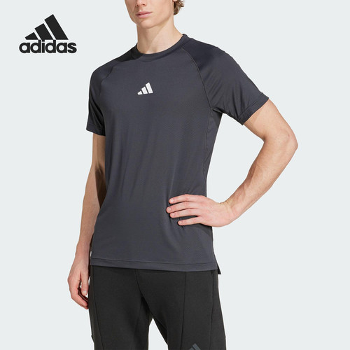 Adidas/阿迪达斯官方正品2025男士健身圆领训练运动短袖JY9511