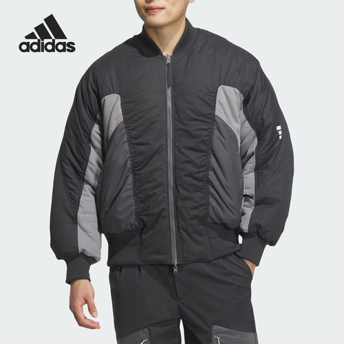 阿迪达斯男士拼接保暖立领棉服