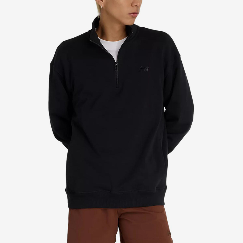 New Balance/NB正品2025新款男子纯色宽松半拉链卫衣MT43501-BK
