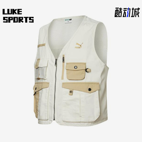 Puma/彪马正品新款男士经典休闲透气多口袋户外工装马甲533740-55