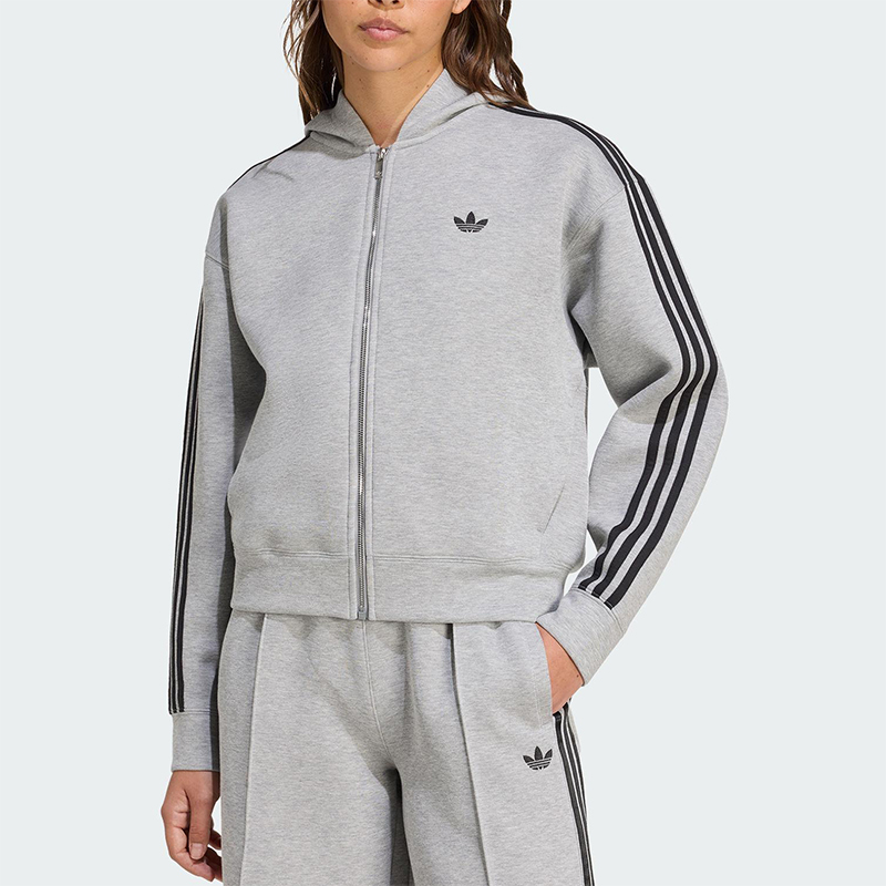 Adidas/阿迪达斯正品三叶草女士连帽宽松短款日常休闲外套JY2620