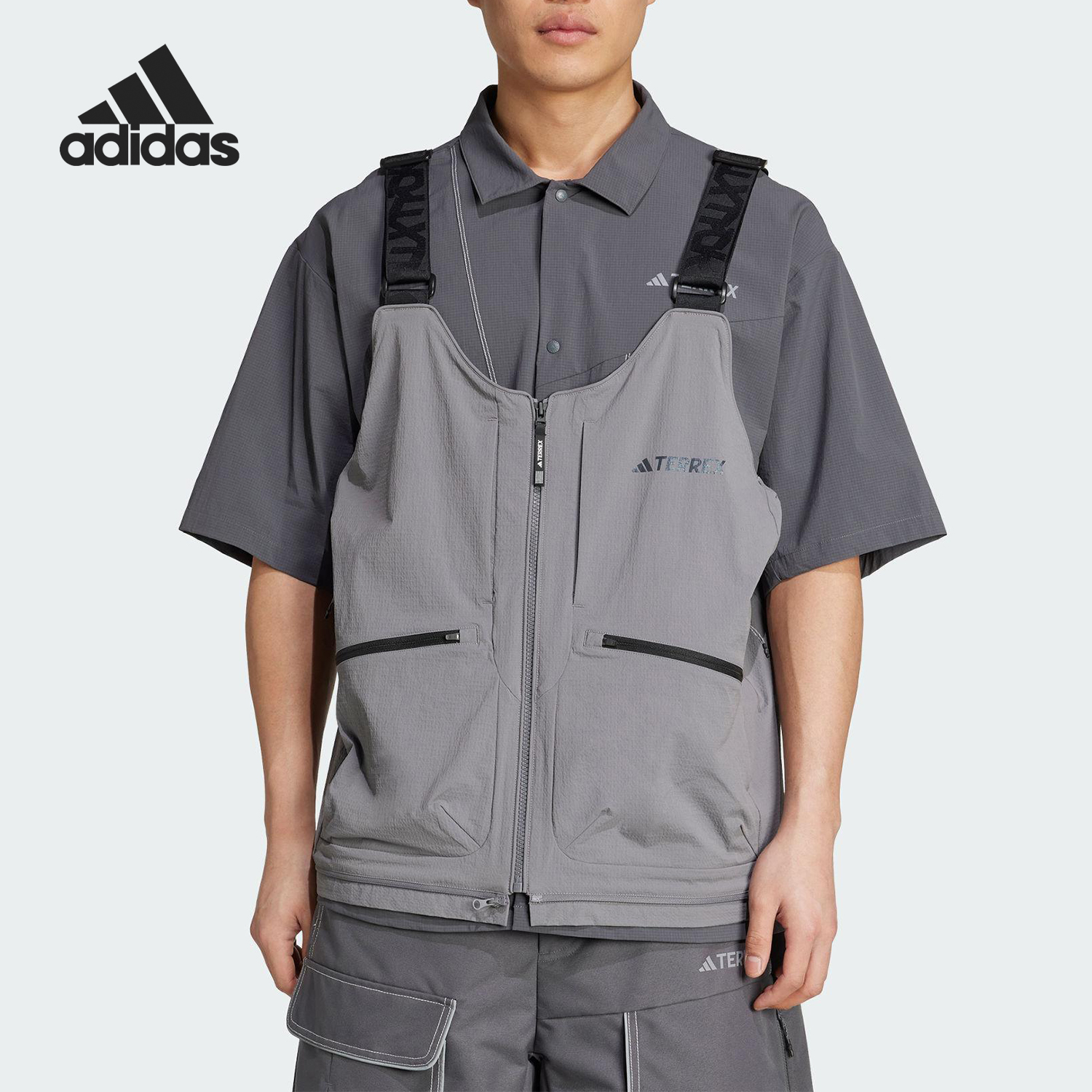 Adidas/阿迪达斯官方正品2025新款男士户外运动吊带马甲JY4805