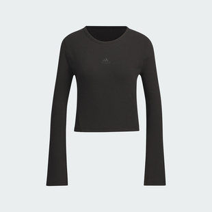圆领长袖 Adidas 女士休闲简约修身 阿迪达斯官方正品 T恤JJ3597 新款