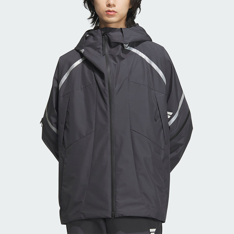 阿迪达斯男士宽松梭织连帽外套