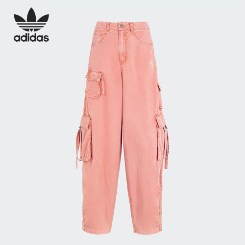 Adidas/阿迪达斯官方正品三叶草女士工装宽松休闲牛仔长裤KD4114
