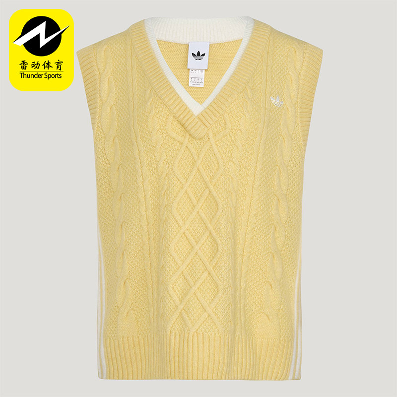Adidas/阿迪达斯正品三叶草女士宽松经典休闲针织马甲背心KU8909