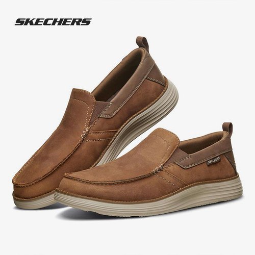 Skechers/斯凯奇正品男子新品时尚一脚套休闲皮鞋舒适低帮鞋