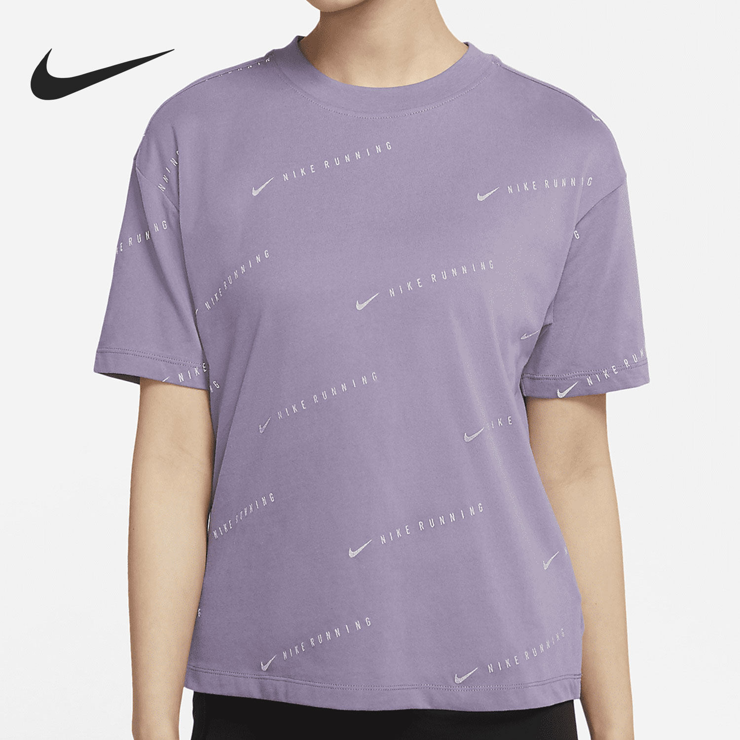 Nike/耐克正品当季新款女子运动圆领宽松短袖T恤DM8679-605