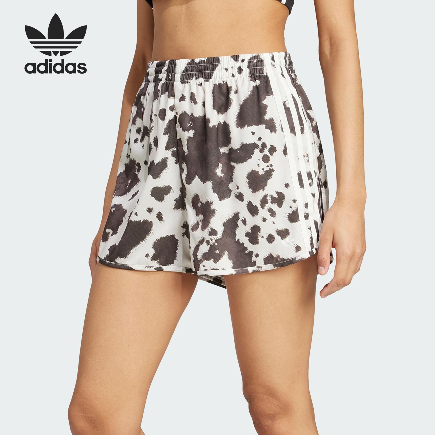 Adidas/阿迪达斯官方正品三叶草女士豹纹运动休闲户外短裤KA2674