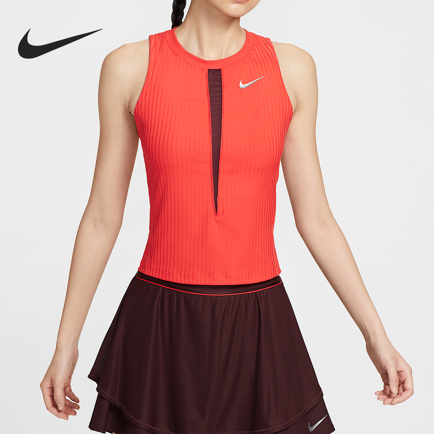 Nike/耐克正品Dri-FIT女士网球拼接无袖透气背心HJ8250-696