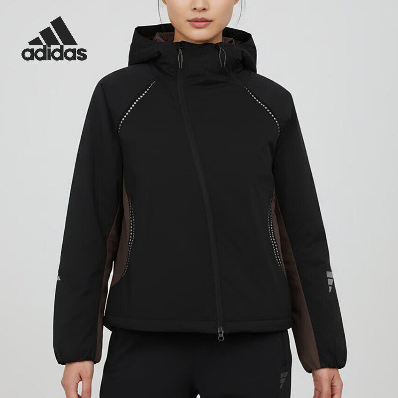 Adidas/阿迪达斯官方正品秋冬女士运动拉链连帽保暖棉服KV4862