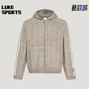 针织经典 三叶草男士 连帽保暖毛衣外套KU5618 阿迪达斯正品 Adidas