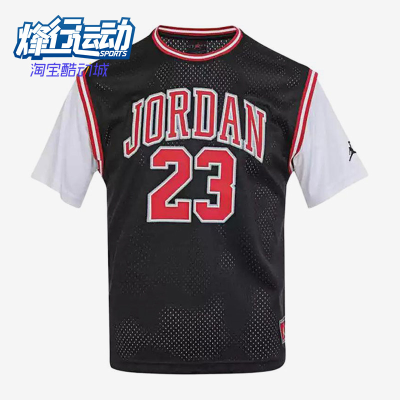 Nike/耐克正品JORDAN新款男黑白色休闲篮球经典短袖T恤HM4772-010