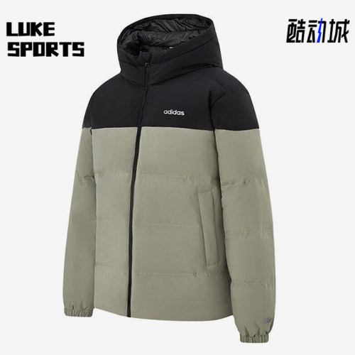 Adidas/阿迪达斯正品2025冬季款男士休闲连帽拼接羽绒服KC2155