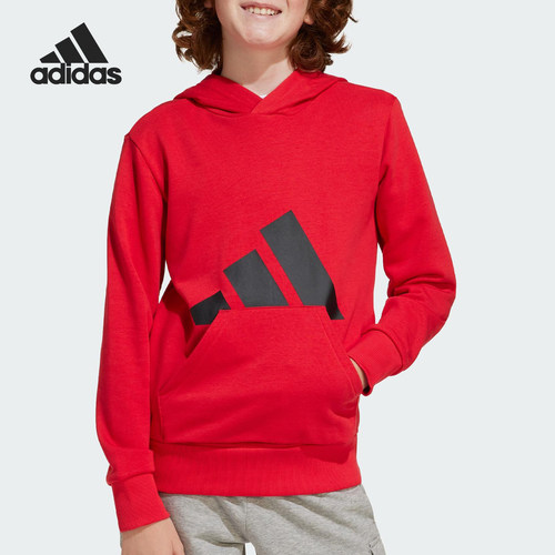 Adidas/阿迪达斯正品春秋大童宽松连帽条纹卫衣套头衫JE1389