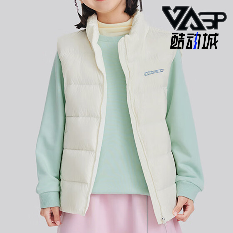 Skechers/斯凯奇正品保暖2024新款儿童轻薄梭织休闲简约羽绒马甲,童装/婴儿装/亲子装,羽绒马甲,淘宝优惠券,粉丝福利购,淘宝优惠卷