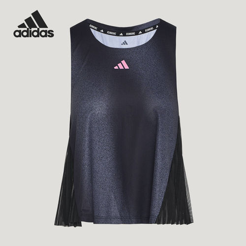 Adidas/阿迪达斯正品夏季女士跑步百褶下摆无袖背心T恤KR5096