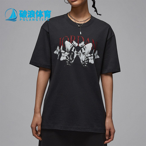 Nike/耐克正品JORDAN女士印花宽松透气经典圆领短袖T恤IB7032-045