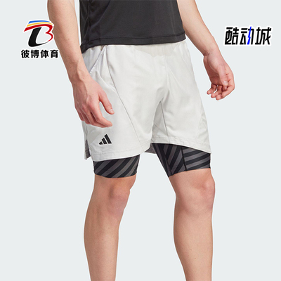 Adidas/阿迪达斯正品AeroreadyTwo-In-OnePro网球经典短裤IU3204
