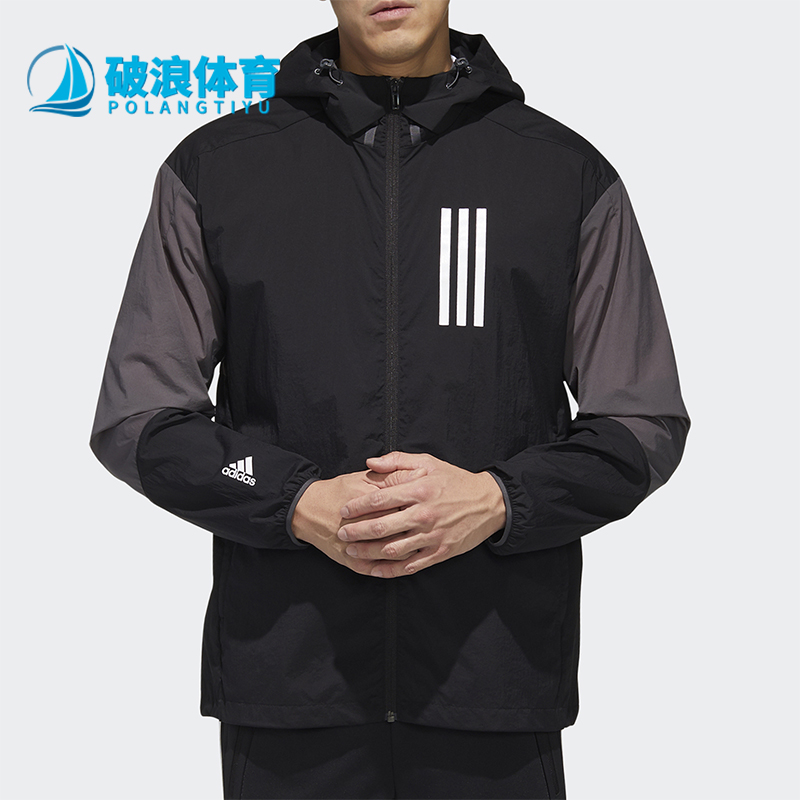 Adidas/阿迪达斯正品2025男士舒适运动连帽防风休闲外套GL5626