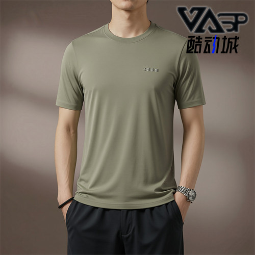 Adidas/阿迪达斯正品圆领宽松风男橄榄绿经典短袖休闲T恤KQ5316