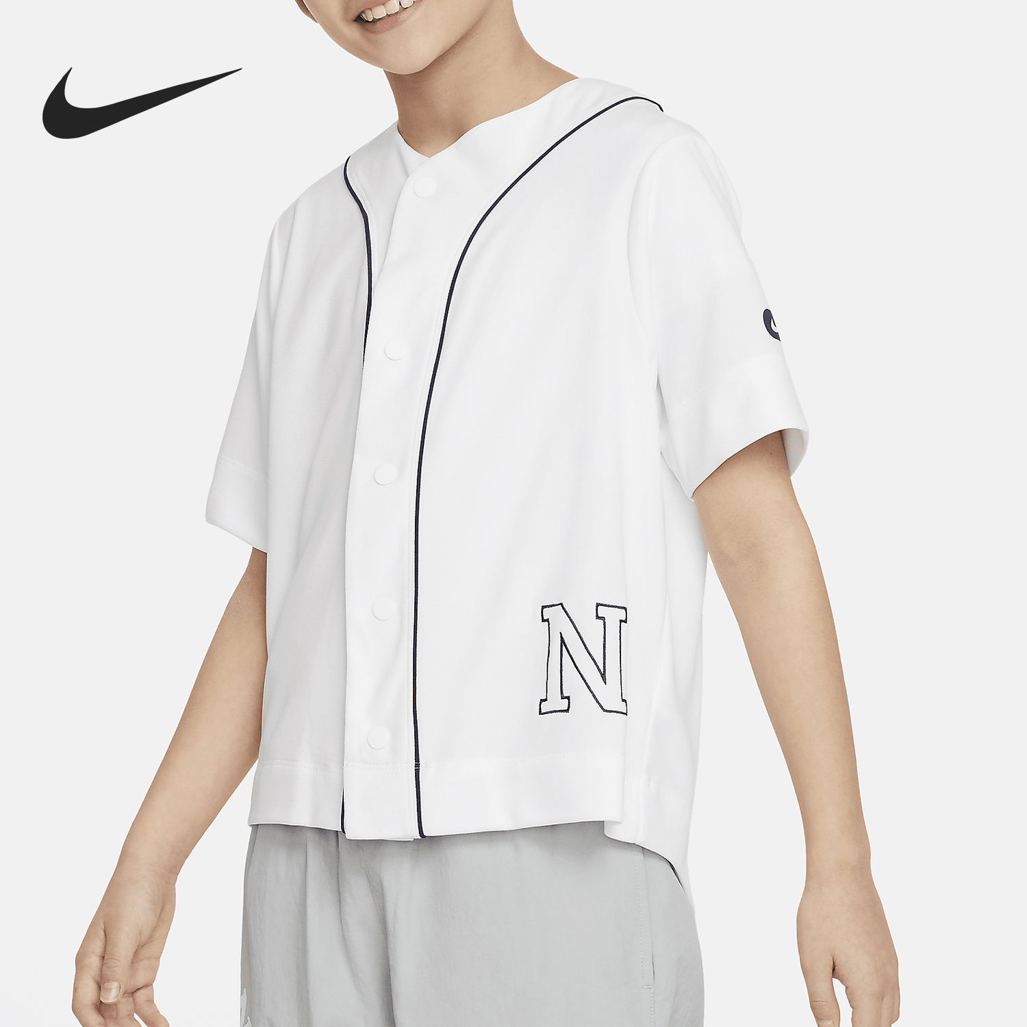 Nike/耐克正品Dri-FIT 大童男孩舒爽透气棒球球衣FN8295-100