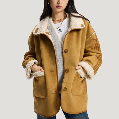 Adidas/阿迪达斯正品三叶草女士运动双面穿仿羊羔绒外套KT3145