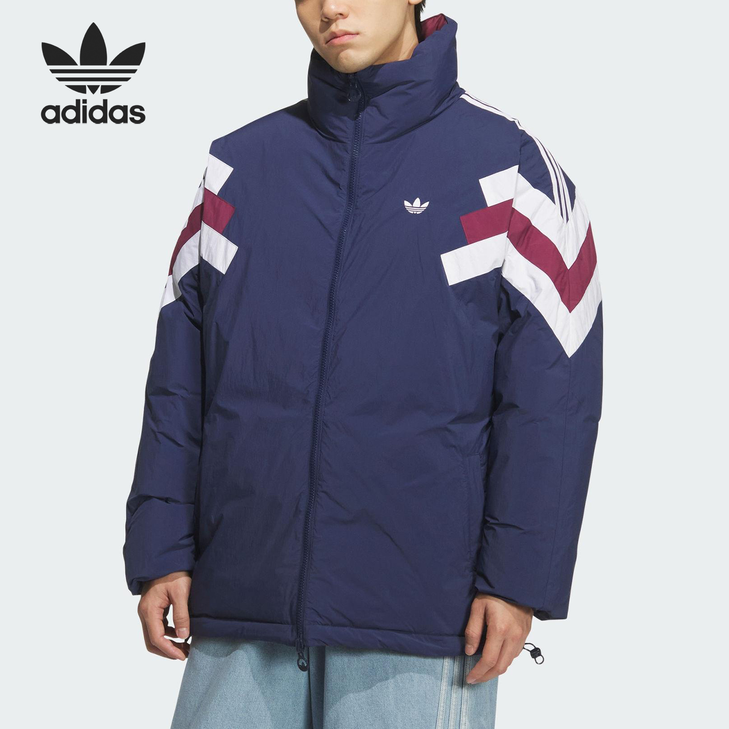 Adidas/阿迪达斯官方正品三叶草男士立领双面保暖羽绒服KF9609