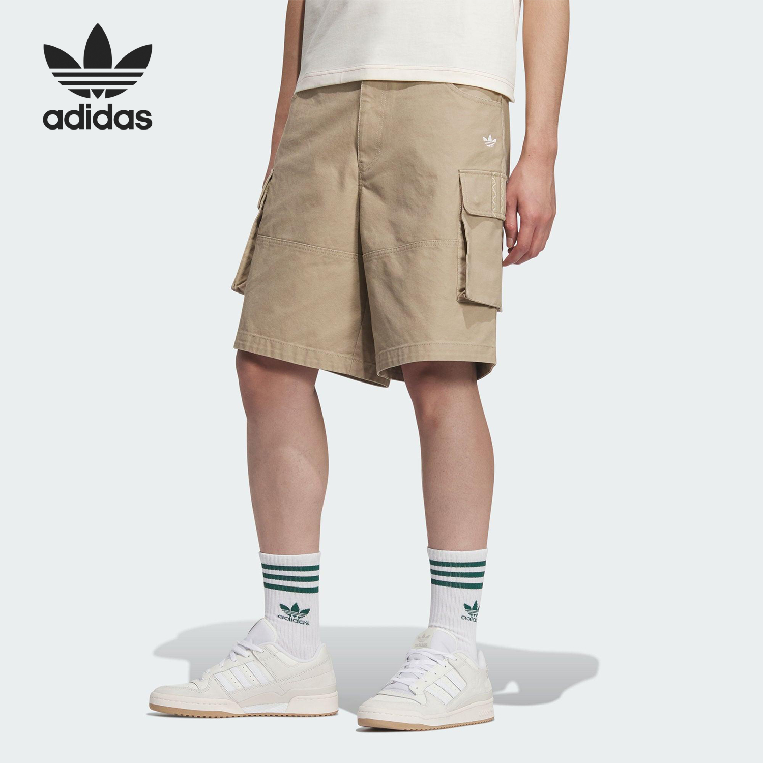 Adidas/阿迪达斯官方正品三叶草男士运动工装宽松户外短裤KC1436