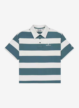 New Balance/NB正品运动女子条纹休闲翻领短袖POLO衫NFE22412-GRN