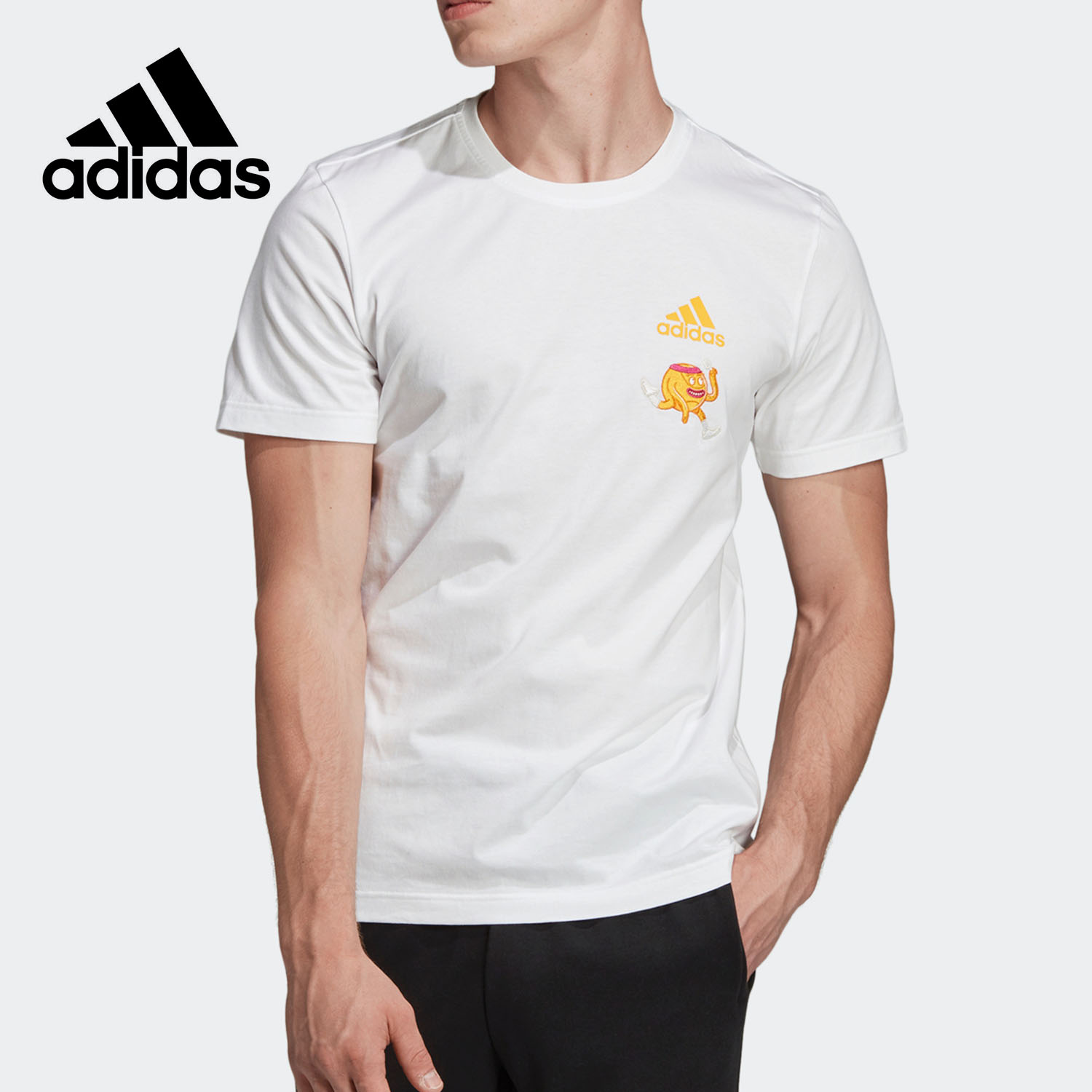 Adidas/阿迪达斯正品男子刺绣圆领透气运动短袖T恤 FM9449