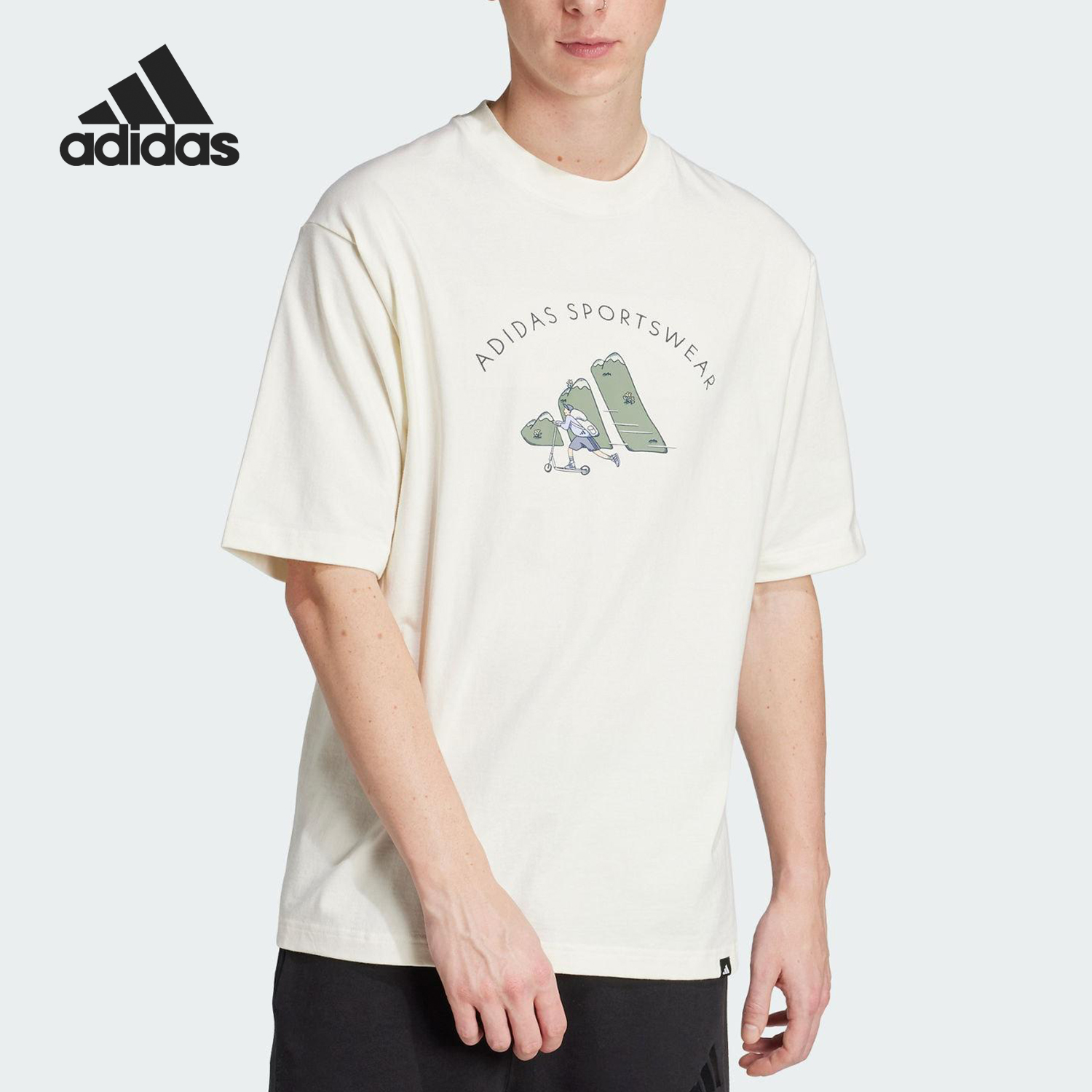 Adidas/阿迪达斯正品2025夏季款男士宽松简约户外短袖JJ3968