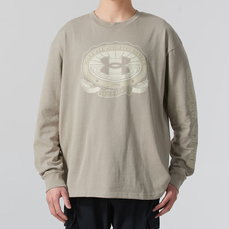 UA/安德玛正品2025新款男子宽松透气圆领卫衣套头衫1390251-203