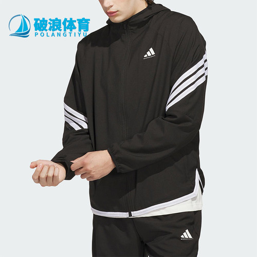 Adidas/阿迪达斯正品JACKET 男士休闲连帽篮球梭织运动外套KA9896