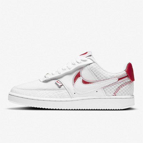 Nike/耐克正品CourtVision1双钩新款女经典白红色板鞋CI7827-100