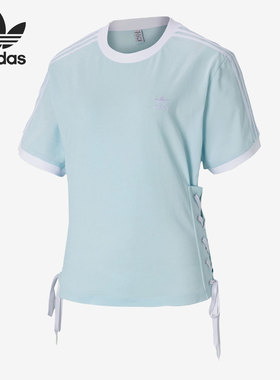 Adidas/阿迪达斯官方正品三叶草LACED TEE 女子运动短袖T恤HK5063